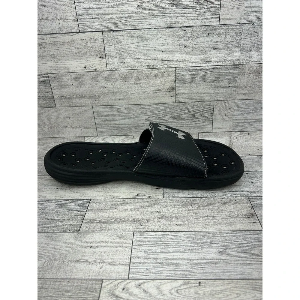 Under Armour Ignite V Mens Black White Slide Sandals 1248165-002 Size 9